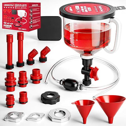 22-Piece No-Spill Coolant Filling Funnel Kit and Siphon Hose Pump, Radiator by SEDY