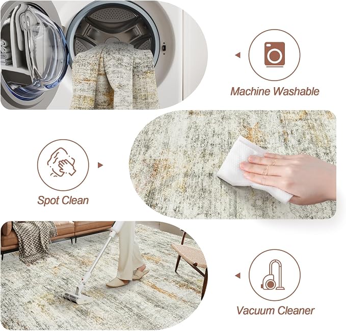 Soalmost 6x9 Area Rug for Living Room Washable 6x9 Non-Slip Modern Abstract - Image 4