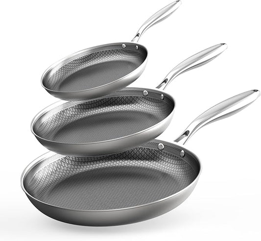 COOKER KING Stainless Steel Pans Set of 3, Nonstick Frying Pans, Induction Pan by cookerking