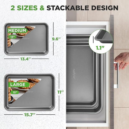 NutriChef 2-Piece Large & Medium Cookie Sheets - Image 3