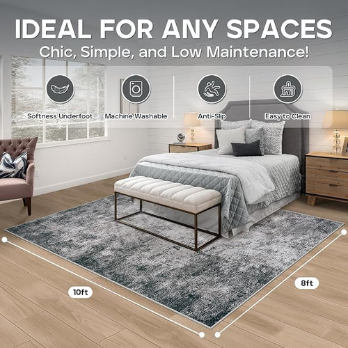 8x10 Area Rugs for Living Room Rug Washable: Modern Large Rug for Dining Room - Image 2