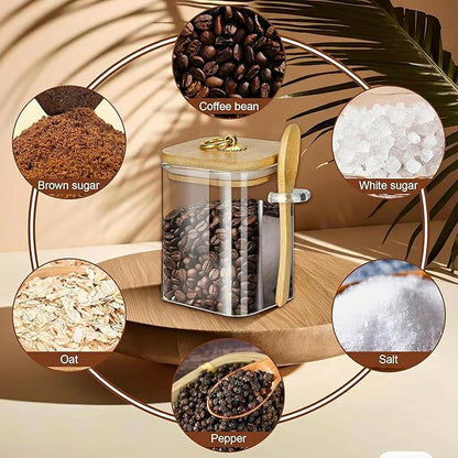 holoith Glass Jars with Bamboo Lids and Spoons, 16 oz Glass Storage Containers - Image 7