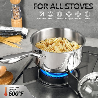 MICHELANGELO Saucepan Set 6pc, 18/10 Stainless Steel Sauce Pan - Image 5