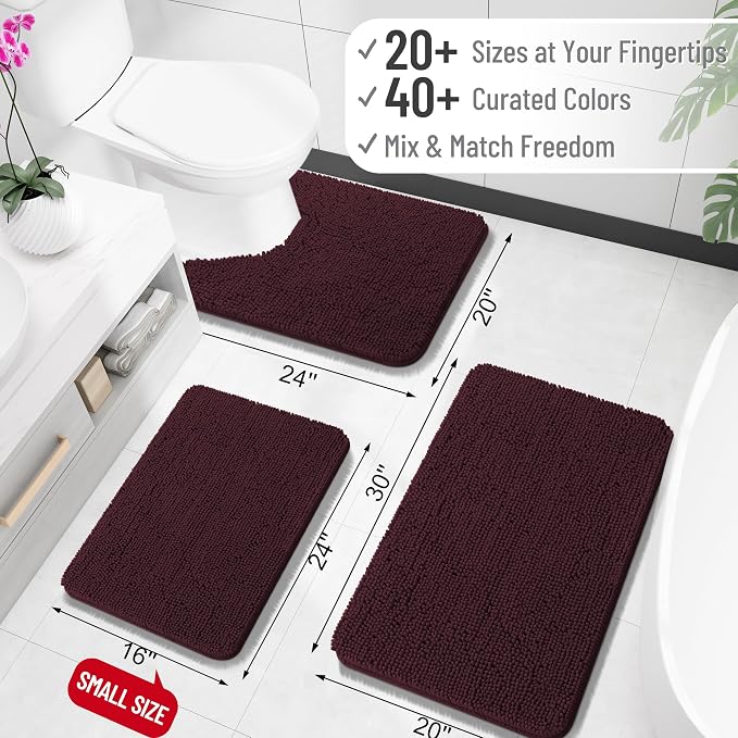 OLANLY Toilet Rugs U-Shaped 24x20, Extra Soft Absorbent Chenille Contour - Image 2