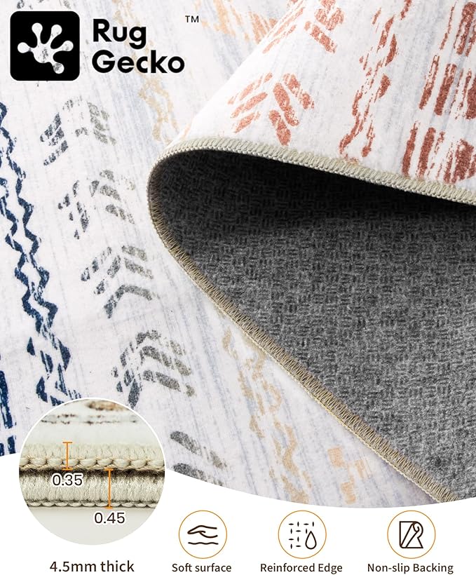 Miukiki 6x9 Area Rug for Living Room Moroccan Washable Rugs Non Slip Indoor - Image 3