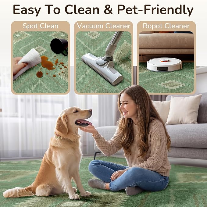 BESTSWEETIE Area Rug 6x9 Rug Machine Washable Rug Non-Slip Low Pile Print - Image 3