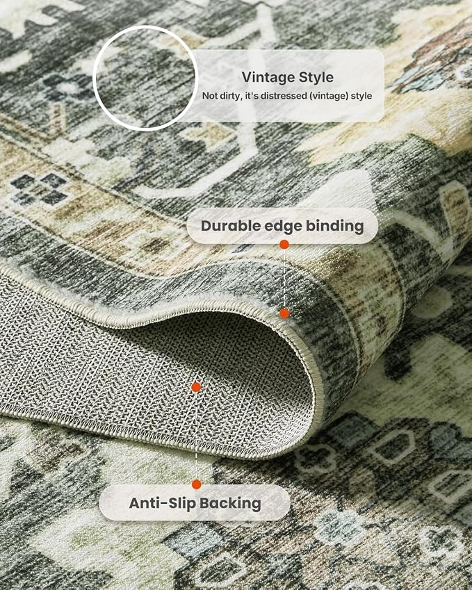 AMADA HOMEFURNISHING 9x12 Washable Area Rug, Low-Profile Large Area Rug - Image 7