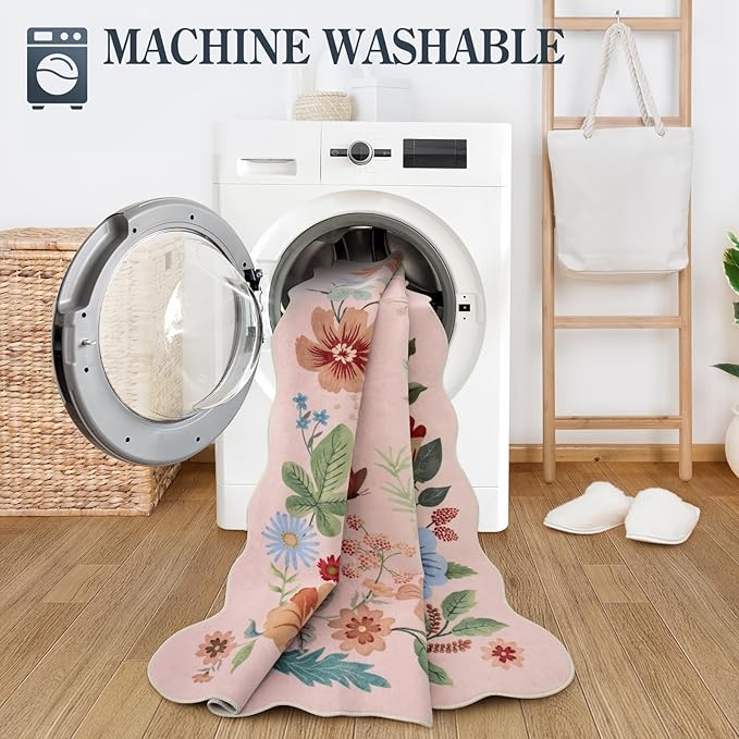 Lahome Floral Kitchen Runner, 2X6 Washable Runner Rug Non-Slip, Ultra-Thin Soft - Image 4