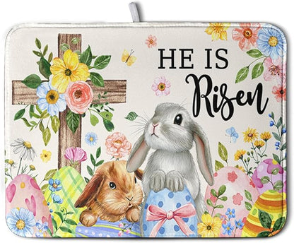 He is Risen Easter Dish Drying Mat by Kwlegh
