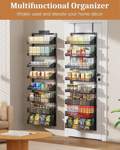 POKIPO 8-Tier Over the Door Pantry Organizer, Large Metal Door Spice Rack - Image 2