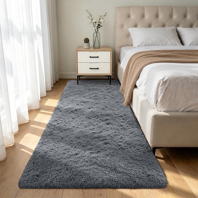 Shag Runner Rug for Bedroom Living Room 3x7 Upgrade Non-Slip Fluffy Soft by Boshengya