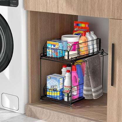 SUEH DESIGN Under Sink Organizer, 2 Tier Bathroom Cabinet Organizer Metal - Image 7
