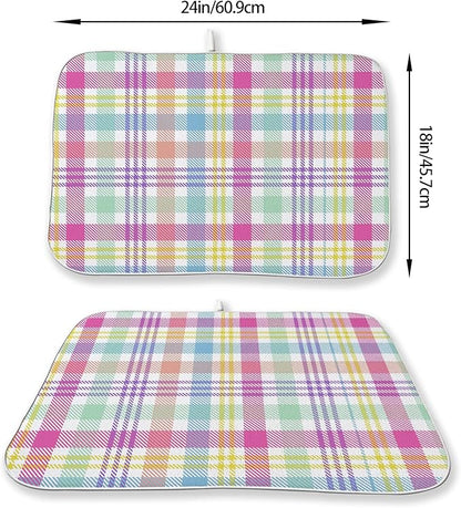 Easter Checkered Dish Drying Mat 18x24 Inch Colorful Buffalo Plaid Drying Mat - Image 2