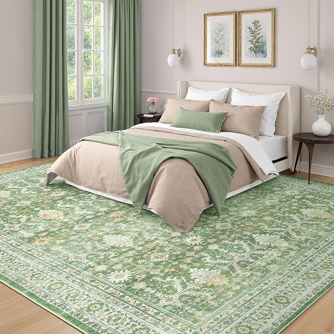 Lofus 10x14 Area Rug for Living Room, Light Green Washable Area Rugs - Image 2