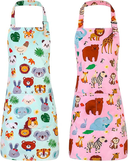 2 Pack Kids Apron, Cute Cooking Aprons, Waterproof Art Apron - Image 8