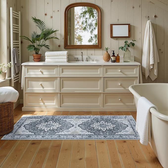 RELEANY Area Rugs Runner 2'x5' Washable Non-Slip, Floral Vintage Distress - Image 3