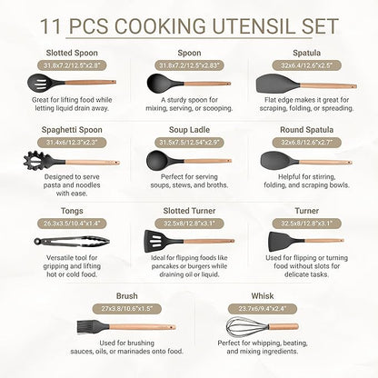 11-Piece Silicone Kitchen Utensils Set - Image 2