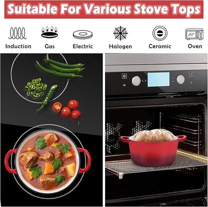 TeamFar 3qt Dutch Oven, Small Enameled Cast Iron Dutch Oven Pot - Image 5
