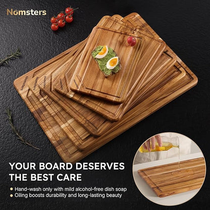 5 Pack Teak Wood Cutting Board Set - Image 8