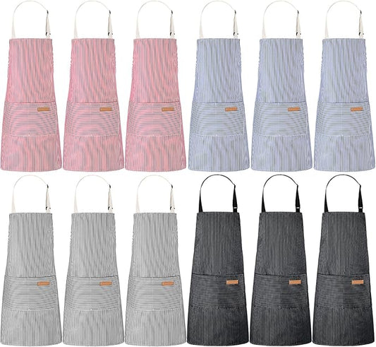 Handepo 12 Pcs Cotton Aprons for Women Men by Handepo