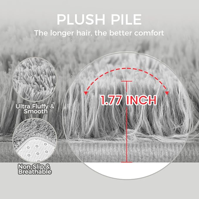 Rugs for Living Room 6x9 Light Grey, Large Big Fluffy Shag Fuzzy Plush Soft - Image 5