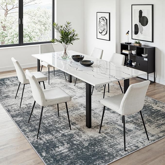 Area Rug 5x7 Living Room Rug Washable: No-Slip Abstract Soft Thin Large Deep - Image 5