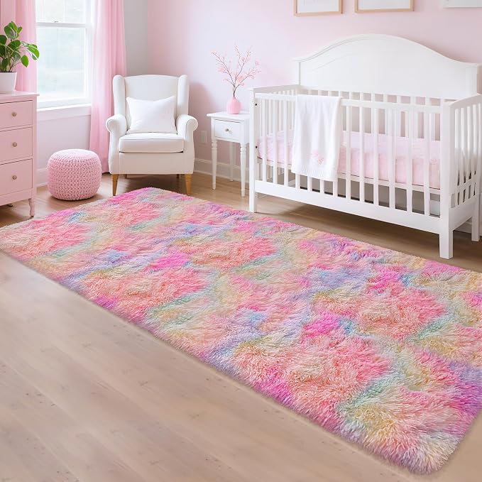 Colorful Unicorn Rainbow Rug for Girls Bedroom Bedside Rug Runners 3x10 Ft for by TENNOLA