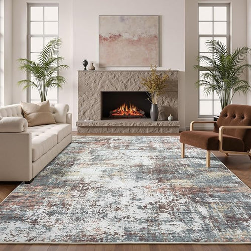 8x10 Area Rugs for Living Room, Abstract Modern Washable Rug, Indoor Soft by Carpelux