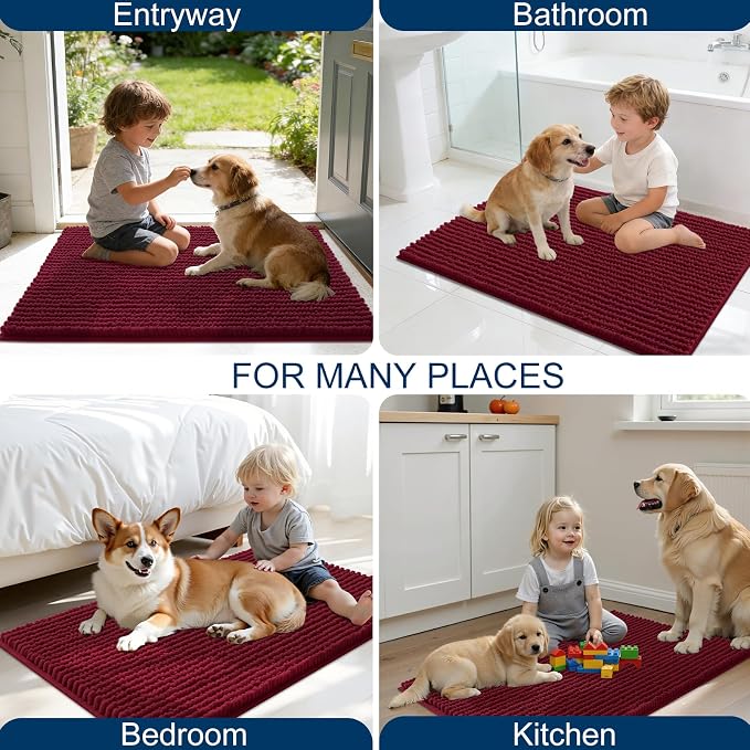 OLANLY Dog Door Mat for Muddy Paws 34x21, Ultra Absorbent Chenille Mud Doormat - Image 8