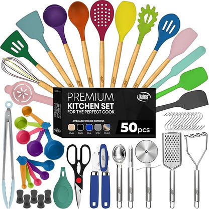 Kaluns 50 PCS Silicone Kitchen Utensils Set Complete Kitchen Set by Kaluns%C2%AE
