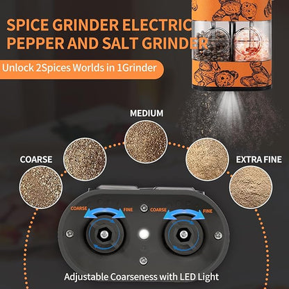 Dual Chamber Salt and Pepper Grinder Set Rechargeable, Electric Pepper Grinder - Image 3