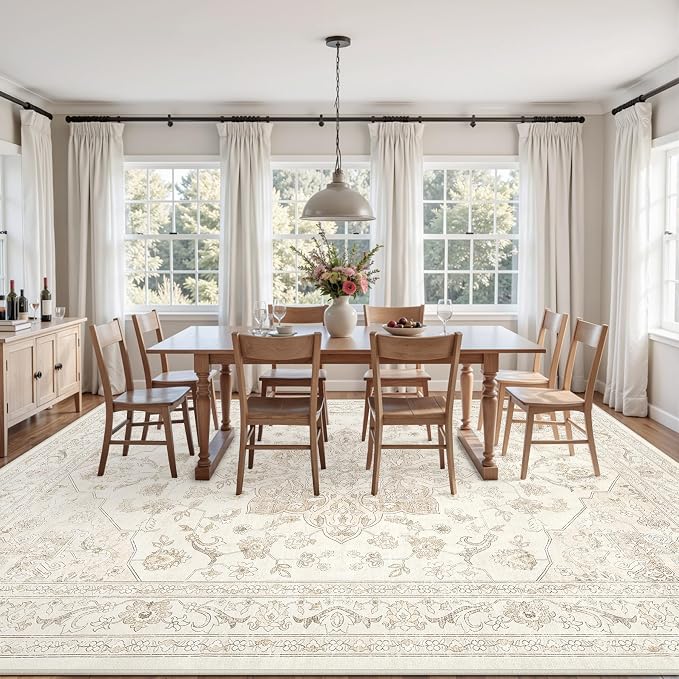 4x6 Area Rugs for Living Room: Vintage Boho Neutral Washable Rug Indoor Soft - Image 9