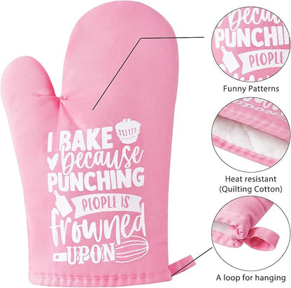 GROBRO7 6Pcs Cotton Oven Mitts Pot Holders Funny Women Resistant Hot Pads - Image 3