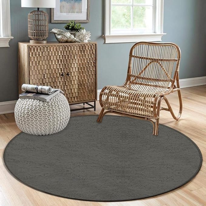 Machine Washable Modern Round Area Rug, Room Sofa Yoga Soft Round Carpet - Image 3