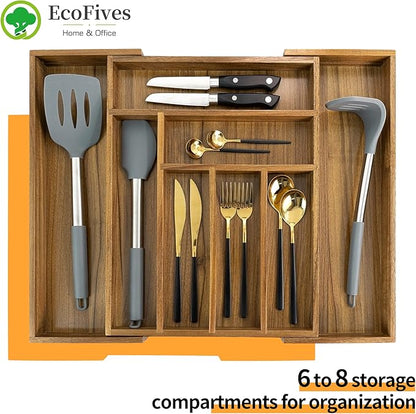 Luxury Acacia Kitchen Drawer Organizer - Image 2