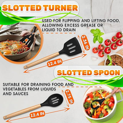 14 PCs Black Silicone Cooking Utensils Set - Image 6