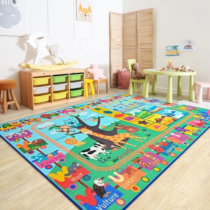 Kids Rug for Playroom, 6x9 ABC Educational Carpet for Classroom, Fun Alphabet - Image 7