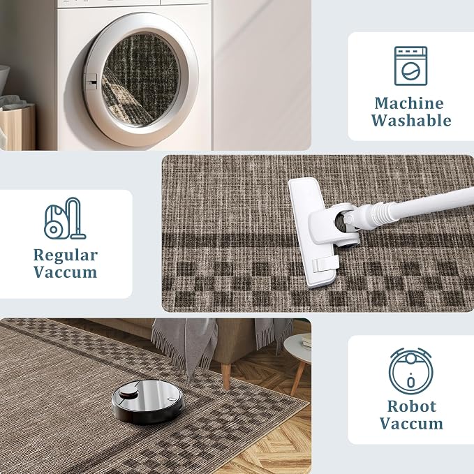 GarveeHome Machine Washable 5x7 Area Rugs Modern Bordered Living Room Rug Non - Image 5