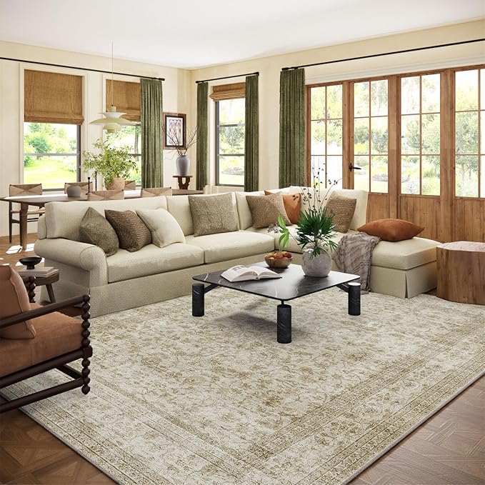 Machine Washable Rugs for Living Room: 9x12 Area Rugs for Bedroom Boho Vintage by palohom