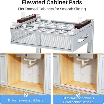 Under Sink Organizer, 2 Pack 2 Tier Pull Out Under Cabinet Organizer Shelf - Image 3
