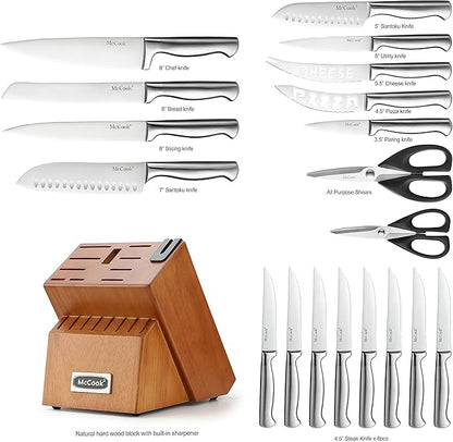 McCook® Kitchen Knife Sets, German Stainless Steel Knives Block Set - Image 2