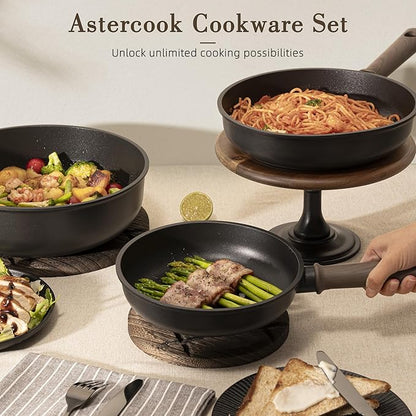 Astercook 19 Pcs Pots and Pans Set Non Stick, Non toxic Healthy Kitchen Cooking - Image 6