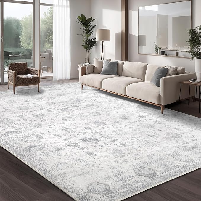 Washable 10×14 Area Rug for Living Room, Vintage Floral Rug Soft Non Slip Stain by Dotiiorug