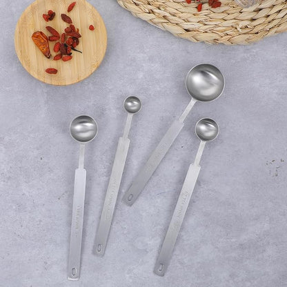4 Pcs Long Handle Measuring Spoons Set Stainless Steel Measuring Spoon Set - Image 7