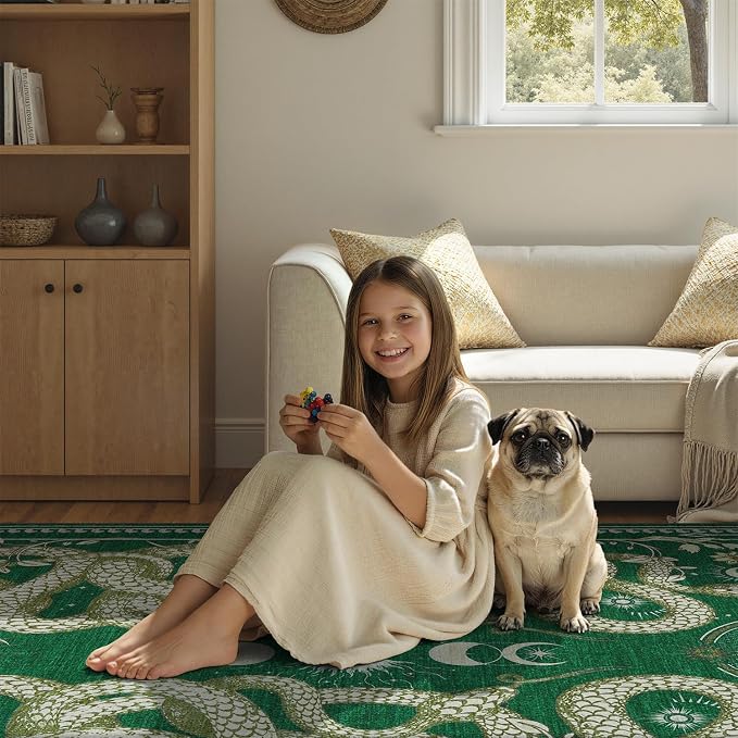 DCX Washable 2x6 Snake Runner Rug, Soft Low Pile Carpet, Kid & Pet Friendly - Image 3