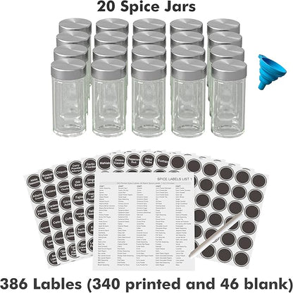Revolving Spice Rack Set with 20 Spice Jars, Kitchen Spice Tower Organizer - Image 5