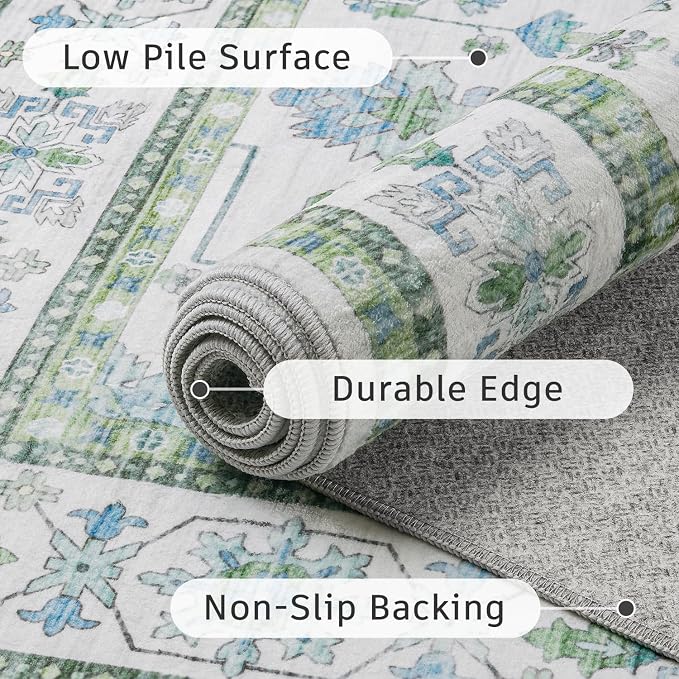 DCX 2x6 Runner Rug, Small Vintage Boho Area Rug, Washable Non Slip Rug Runner - Image 6