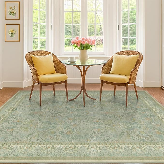 Sage Green Living Room Rugs 5x7, Soft Washable Non Slip Area Rugs - Image 3