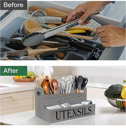 Suli Kitchen Utensils Holder, Wooden Utensil Organizer - Image 3
