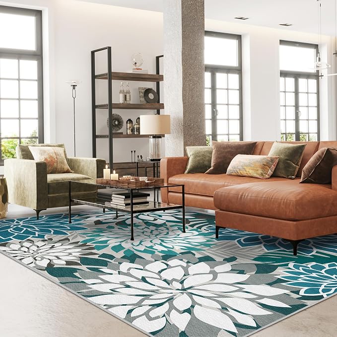 Colorful 5x8 Outdoor Area Rug Washable Multicolored Patio Rug Tropical - Image 3